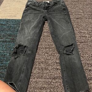 Free People Size 28 Black Distressed Skinny Jean